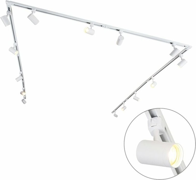 Modernes Schienensystem weiß mit 14 Spots 1-phasig - Jeana