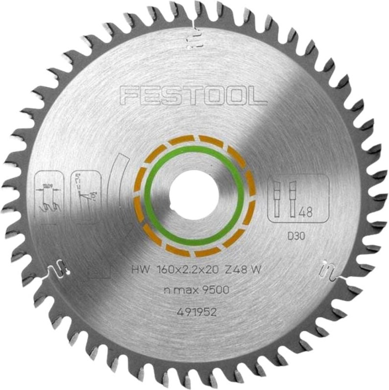 Kreissägeblatt wood fine cut hw Ø160x2,2x20 Feinzahn-Sägeblatt 491952 - Festool