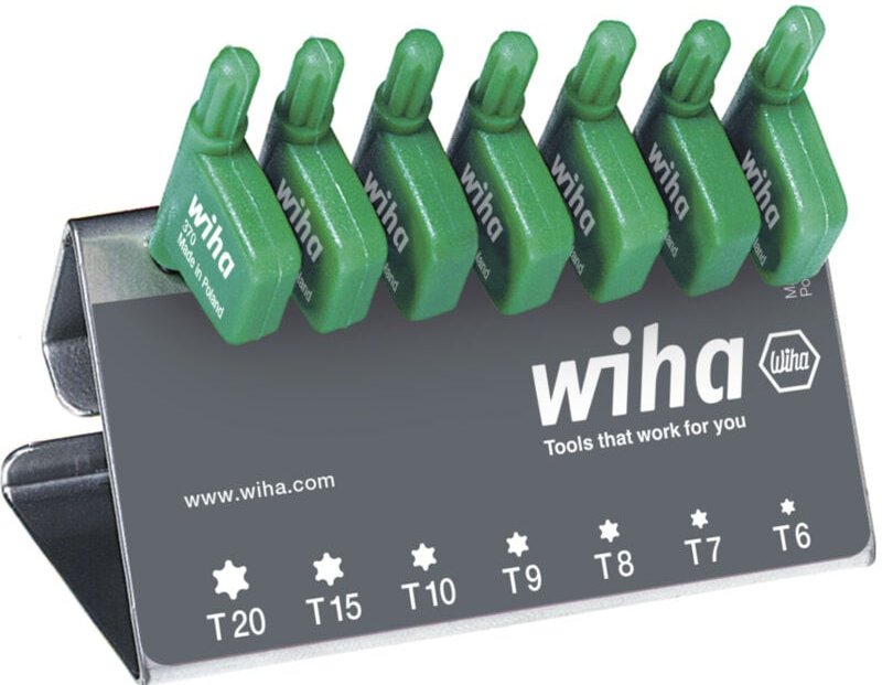 Stiftschlüssel mit Fähnchengriff Set torx® 7-tlg. schwarzoxidiert im Werkbankständer (25625) - Wiha