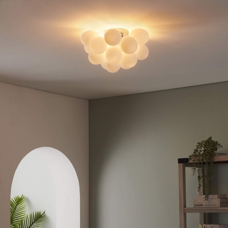 Kosilum - Design Deckenlampe mit 17 weißen Gläsern in Traubenform -Bartali