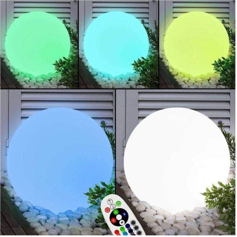 Trade Shop - LICHTKUGEL 41CM MEHRFARBIGE RGB-LED 3W WIEDERAUFLADBAR FERNBEDIENUNG IP67 VT-7807 -
