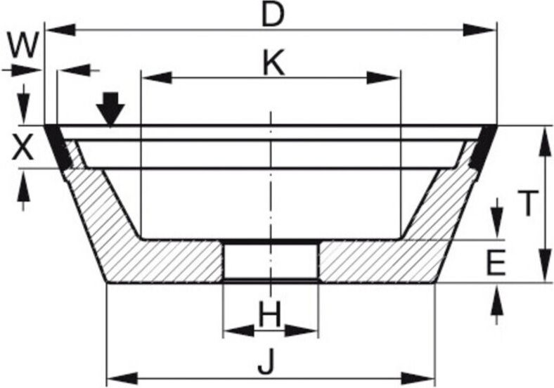 Diamant-Topf-Schleifscheibe DxTxH (mm), 100x35x20, Typ: D181 - Tyrolit