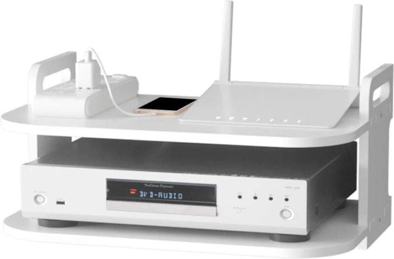 Lntyq Schwebendes Wandregal für DVD-Player, Kabelboxen, Wandhalterung, Regal für Set-Top-Box, Router, Spielekonsolen
