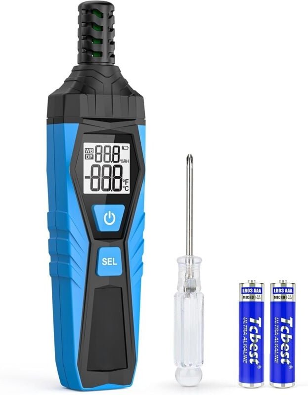 Thermometer Digitales Mini Temperatur und Feuchtigkeitsmessgerät mit Umgebungs, Taupunkt und Luftfeuchtigkeitmessgerät H...