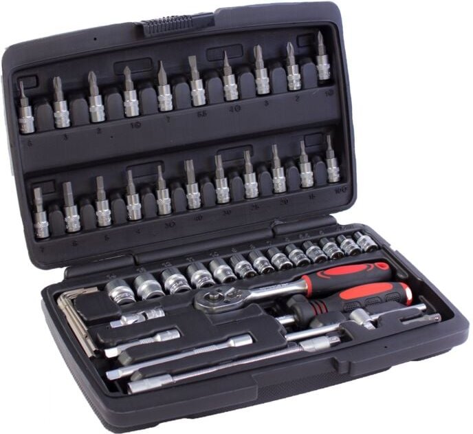 Gotools - 1/4' Steckschlüssel-Satz 48-tlg feinverzahnte Umschaltknarre 72 Zähne