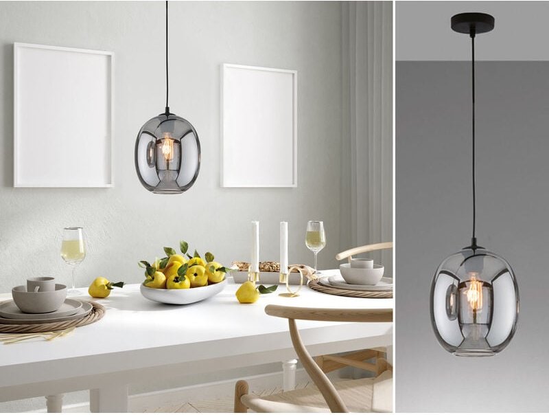 Fischer&honsel - Pendelleuchte nayla Industrial einflammig Rauchglas Glaskugel, ø 21cm