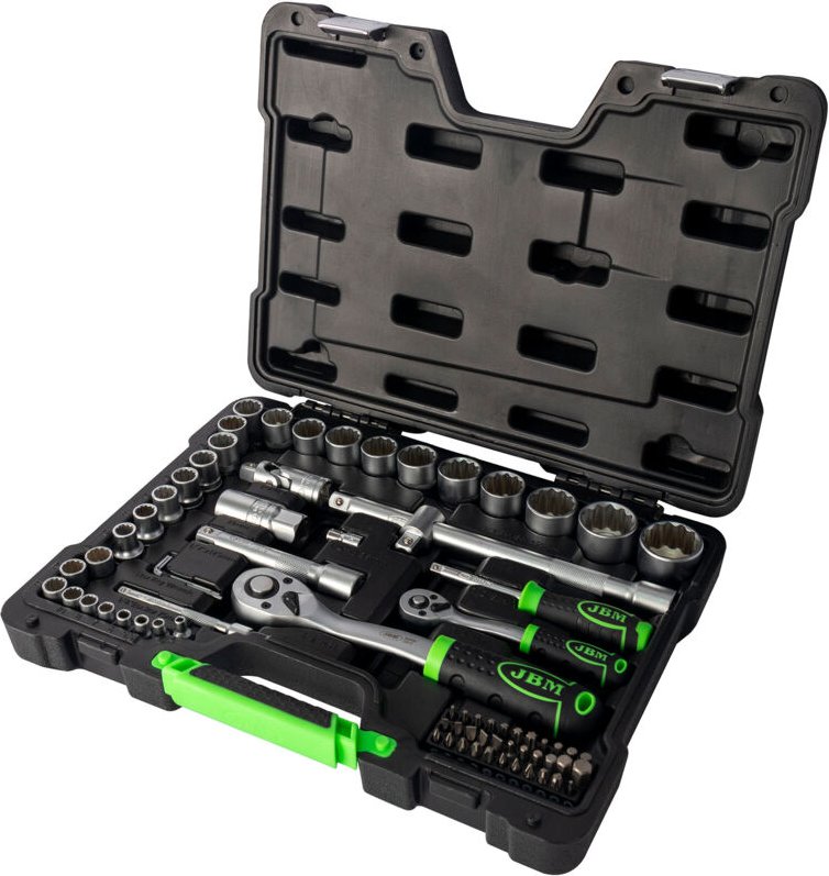 JBM - 74-teiliger Werkzeugkoffer mit 12-kantigen Steckschlüsseln 53074