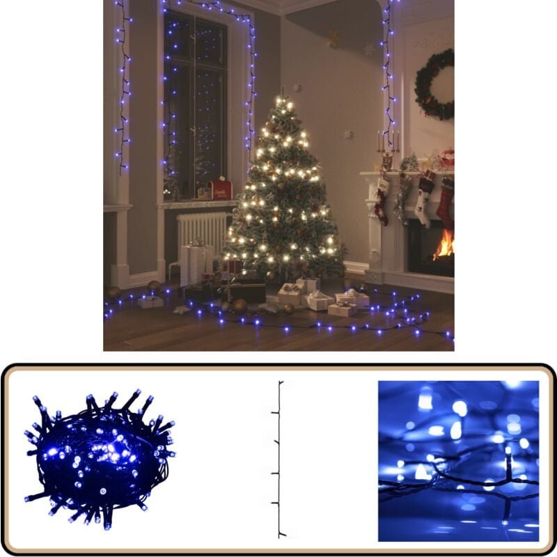 LED-Lichterkette mit 600 LEDs Blau 60 m pvc - LED-Lichterkette - Blaue Beleuchtung - Weihnachtsdeko - Festliche Beleucht...