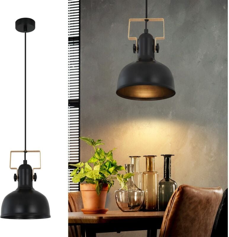 Hängelampe Wohnzimmer Pendelleuchte Esstisch: 1 Flammig Hängeleuchte Schwarz Vintage Esszimmerlampe Industrial E27 Lampe...