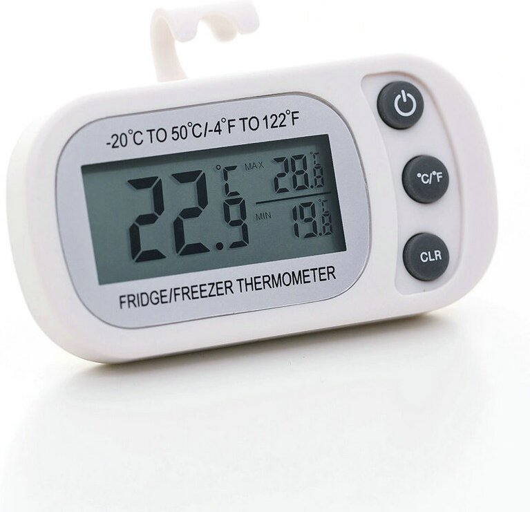 Tonchean - Kühlschrankthermometer mit LCD-Anzeige, wasserdichtes digitales Gefrierschrankthermometer mit magnetischem Ha...