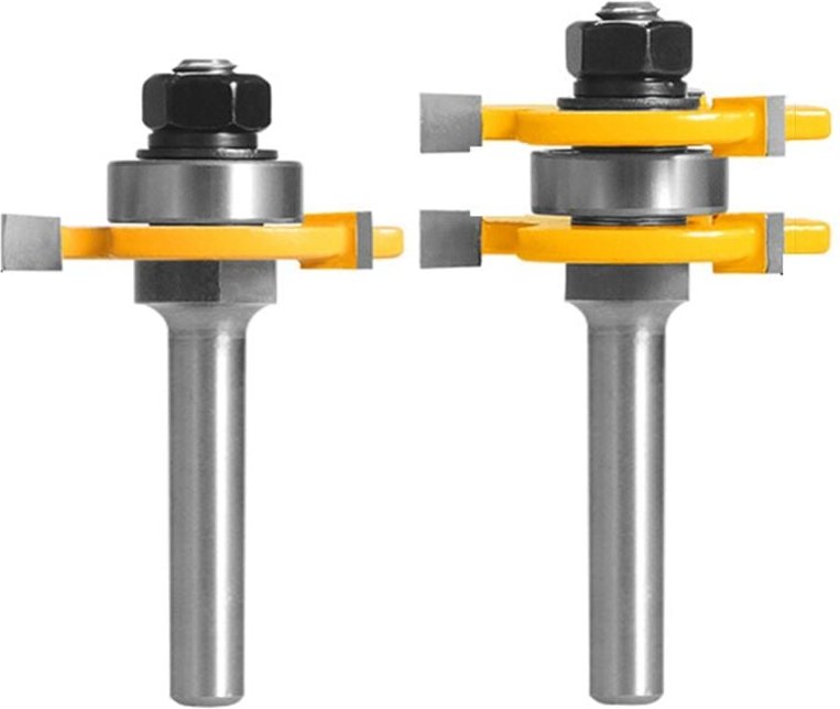 2-teiliges Router-Bit-Set mit 8 mm Schaftverbindung, Nut- und T-Nut-Fräser für Holzbearbeitungs-Schneidwerkzeuge