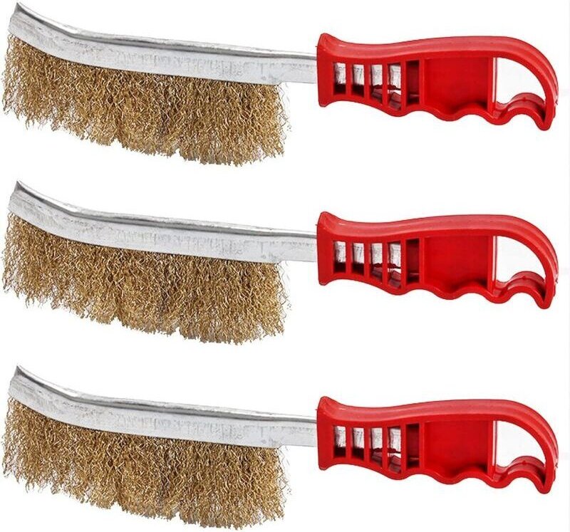 3-teiliges Handbürsten-Set aus Nylondraht, Messing und Edelstahl, große Messing-Reinigungsbürste für Holz, Schweißschlac...