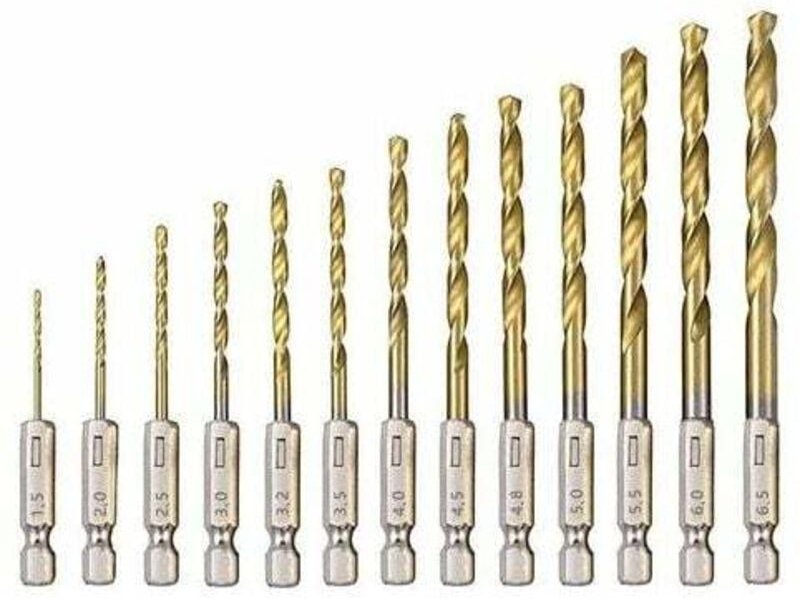 Lablanc - HSS-Spiralbohrer, 13 Stück, Titanbeschichteter Hochgeschwindigkeitsstahl-Sechskantbohrer, 1,5 mm – 6,5 mm, zum...