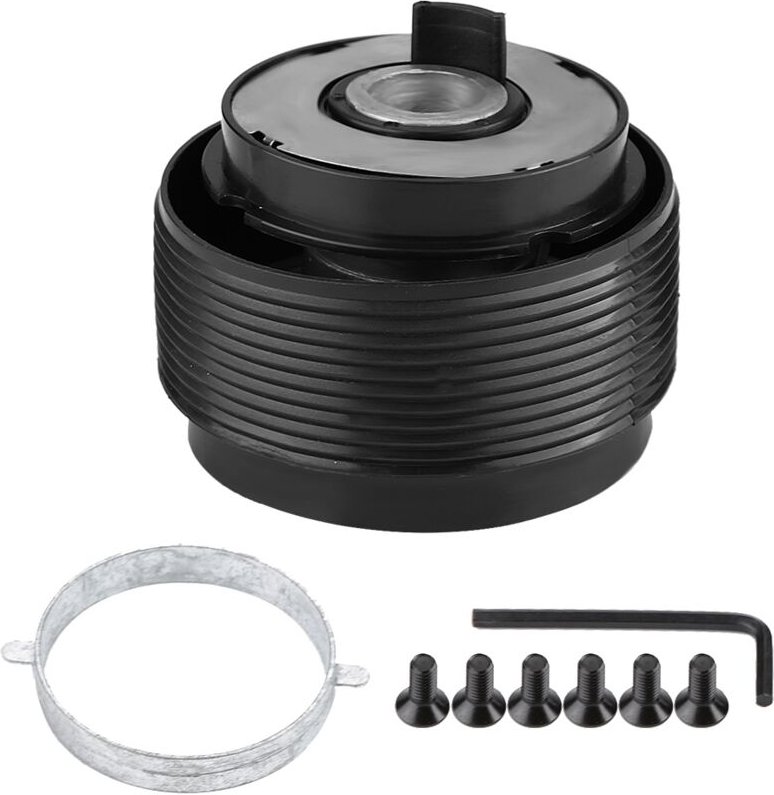 Eosnow Lenkrad, schwarze, verschleißfeste Radnabe aus Aluminiumlegierung + Gummi mit Befestigungsschrauben für Fahrzeuge