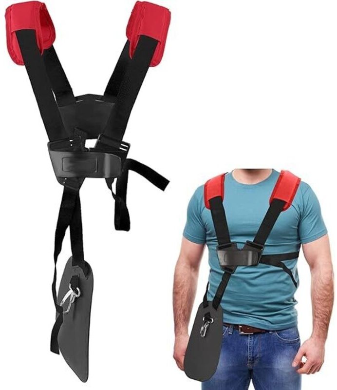 (Rot) Schultergurt für Rasenmäher – Doppelter Schultergurt für Rasenmäher mit strapazierfähigem Nylongurt, verstellbar f...