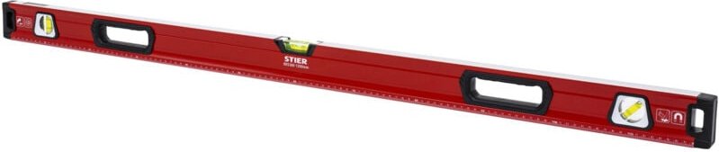 STIER Premium Wasserwaage, mit Magnet und drei Libellen, 1200 mm, 0,5 mm/m, vertikal und horizontal messen, Spiegel-Lotl...