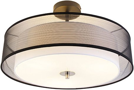 Moderne Deckenleuchte schwarz-weiß 50 cm 3-flammig - Drum Duo
