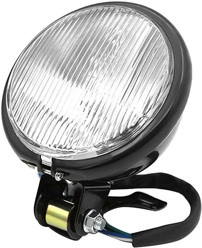 Woosien - Zoll Scheinwerfer Frontleuchte Lampe Motorrad Retro Scheinwerfer Lampe Motorrad Zubehör Retro Schwarz+