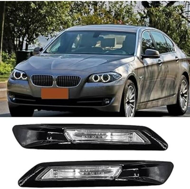 Für BMW 5er F10 F11 F18 2010-2017 Blinkerleuchte, Seitenmarkierungsleuchte vorne, hellschwarz, Blinkerspiegel, Blinker (...