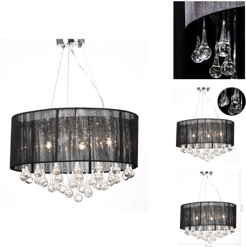Vidaxl - Kronleuchter - Kristall Kronleuchter mit 85 echten Glas Kristallen schwarz - Schwarz