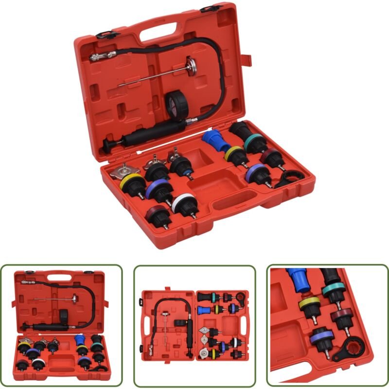 The Living Store - Druckprüfgerät für Kühlsysteme & Kühlerdeckel 18-tlg. - Druckprüfung - Kühlsystem - Leckortung - Kühl...