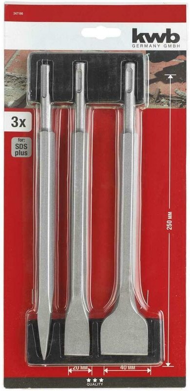 Kwb 247190 Meißel-Set 3teilig Gesamtlänge 250 mm SDS-Plus 1 Set