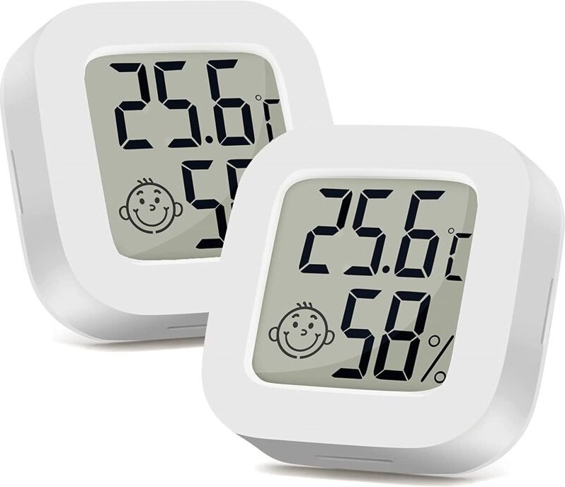Aougo - 2 kleine digitale Hygrometer-Innenthermometer mit Komfortanzeige, hochpräziser Temperatur- und Luftfeuchtigkeits...