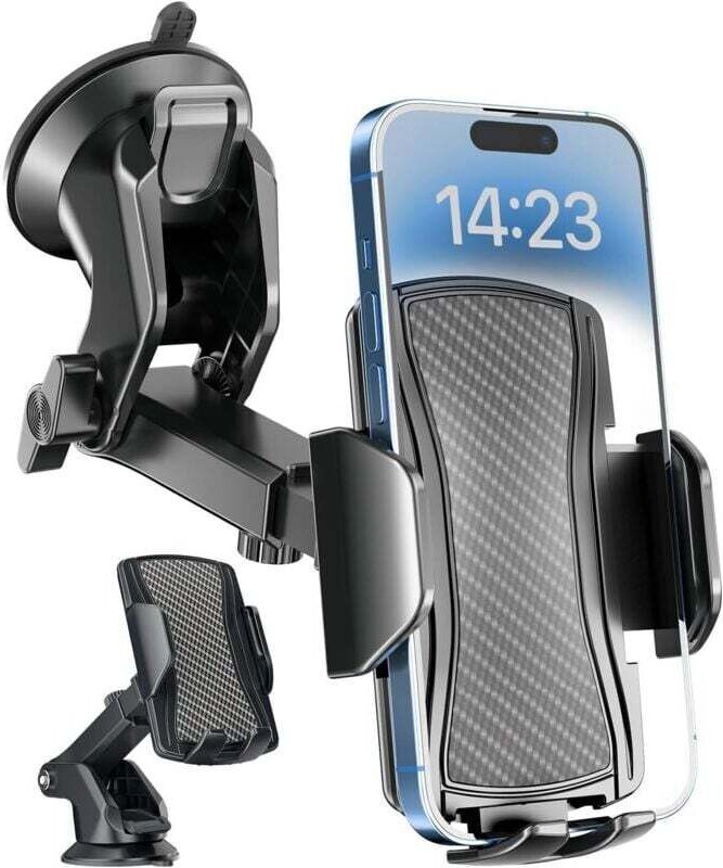 Support de téléphone à ventouse pour tableau de bord et pare-brise, rotation à 360°, déverrouillage par un seul bouton, ...