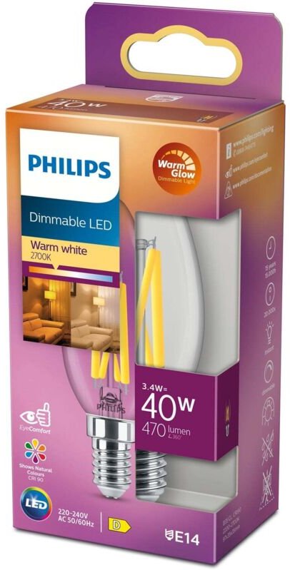 Philips - led 871951432421300 led eek d (a - g) E14 Kerzenform 3.4 w = 40 w Warmweiß (ø x l) 35 mm x 9