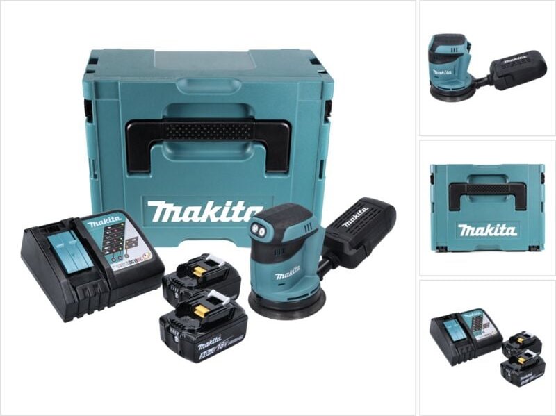 Dbo 180 rtj Akku Exzenterschleifer 18 v 125 mm + 2x Akku 5,0 Ah + Ladegerät + Makpac - Makita