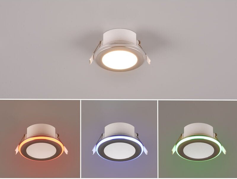 Trio Leuchten - led Einbaustrahler argus Chrom mit Fernbedienung dimmbar & rgbw, ø 8cm