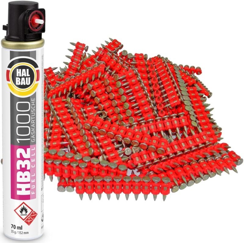 Contoo - Gaskartusche HB32 x 1 St. + Betonnägel 19mm 1000 St HB42