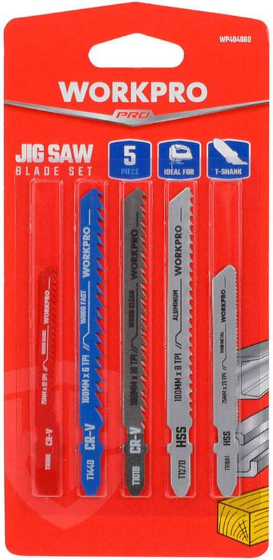 Set mit 5 Klingen für Workpro Stichsäge für Holz und Metall