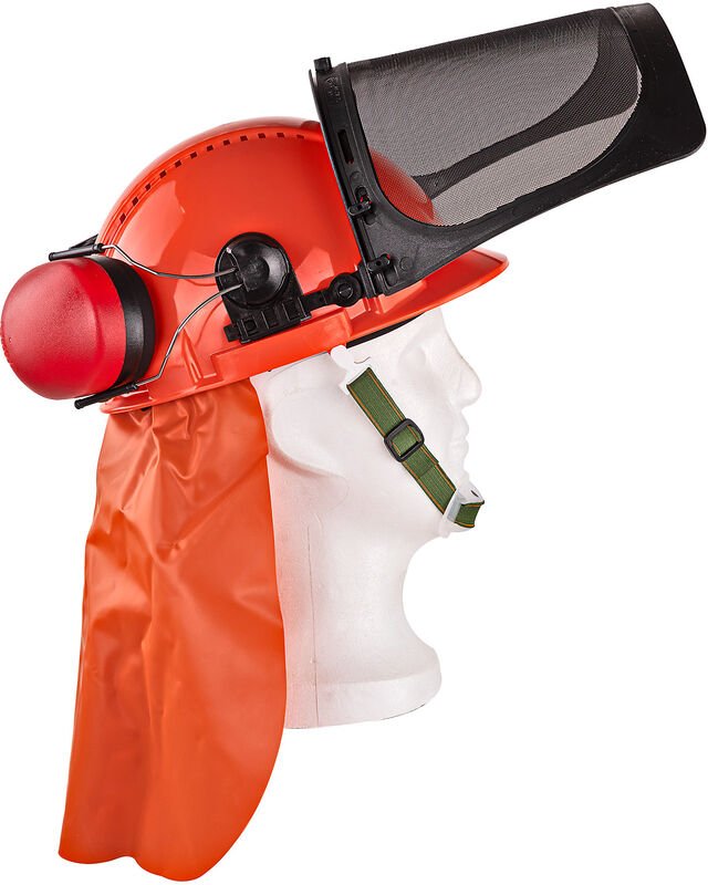 Dema - Forsthelm Forst-Schutzhelm orange Gesichtsschutz Gehörschutz