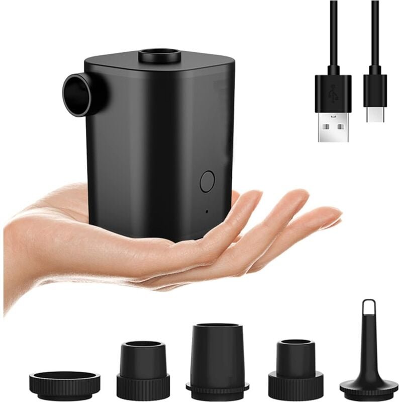 Beijiyi - Elektrische Luftpumpe, tragbarer Inflator und Deflator, elektrische Luftpumpe, Mini-Luftpumpe mit 5 Düsen für ...