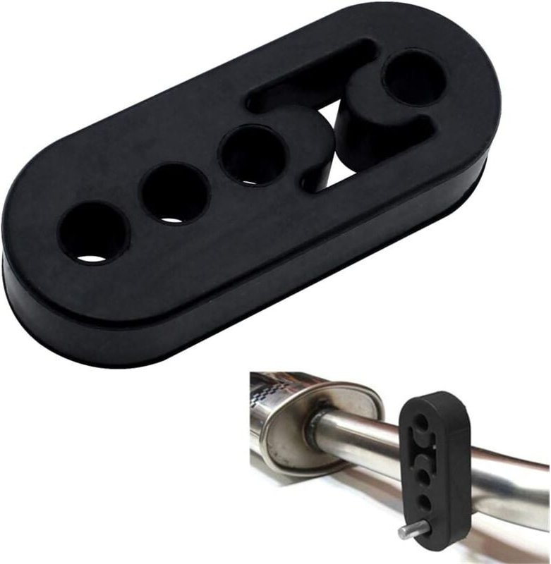 2 Stück schwarze Gummi-Auspuffhalterung, universelle Ersatzbuchseninstallation mit 4 12-mm-Löchern für Auspuffrohraufhän...