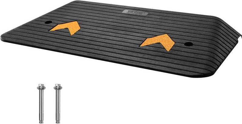 Thumbnail - VEVOR Schwellenrampe Vollgummi Türschwellenrampe 15Tonnen Belastbarkeit Bordsteinrampe mit Kanal 90,2x53,34x7,6cm Rollst...