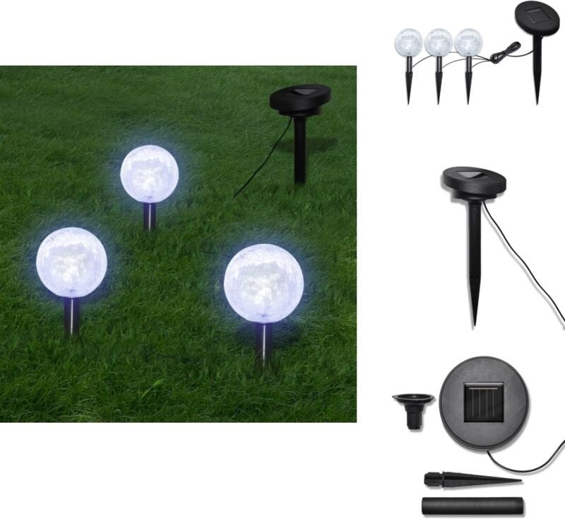 Solarkugel 3 led Gartenleuchten mit Erdspießen & Solarmodul - Solarleuchte - Gartenleuchte - Outdoorleuchte - LED-Leucht...