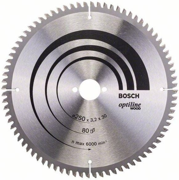 Pro Wood Kreissägeblatt, 250 x 3,2 x 30 mm, T80 - Bosch