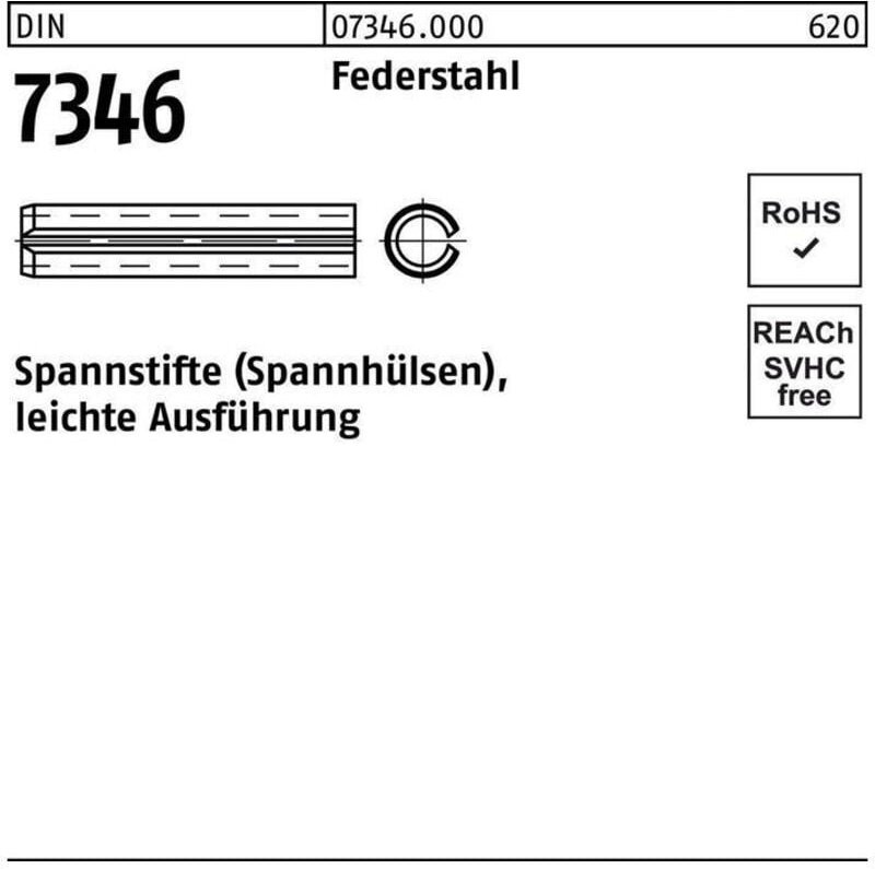 Spannstift DIN 7346/ISO 13337 10 x 10 Federstahl leichte Ausf. DIN 7346