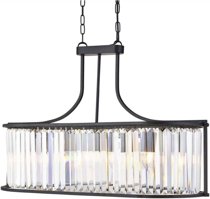 Searchlight Victoria - 5 Light Bar Anhänger Matt Schwarz, mit Glas, E27