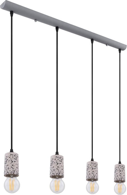 Hängeleuchte Deckenlampe modern Pendellampe Spots hängend Esstisch, Terrazzo Steinoptik Metall grau, 4x E27, BxH 80x120 ...