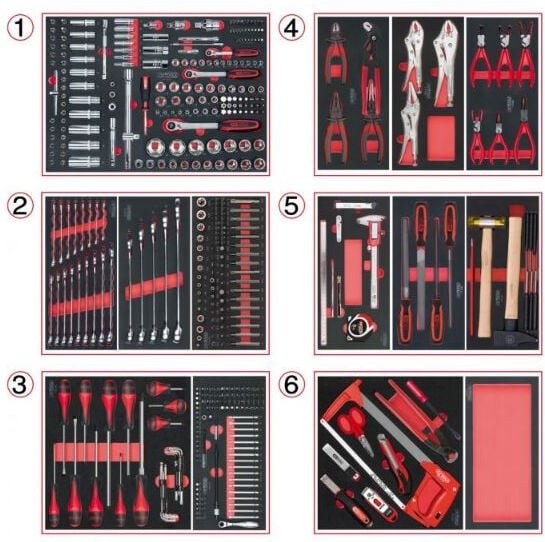 Werkzeugsatz 6 Schubladen für Werkzeugwagen ks tools - 455 Teile - 714.0452