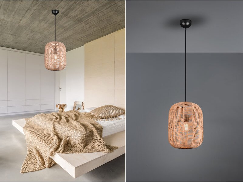 Meinewunschleuchte - led Hängelampe Korbleuchte mit Sisal Geflecht Lampenschirm, ø 35cm