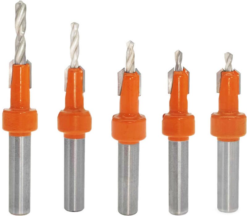 Ccykxa - 5-teiliges Senkbohrer-Set, Holz-Senkbohrer, mit Holzfasenbohrer-Set, verstellbarer Sechskantschlüssel (2,8/3/3,...