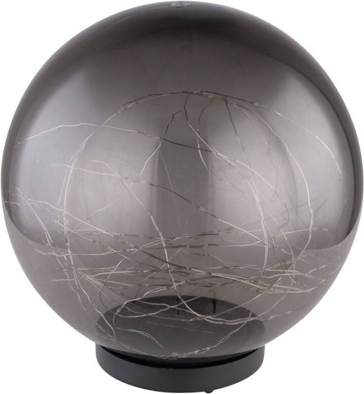 Solarleuchte Kugel rauchfarben Außenleuchte Solarkugel Außen Solarkugel, schwarz, 40x led 0,06W warmweiß, DxH 25x36 cm
