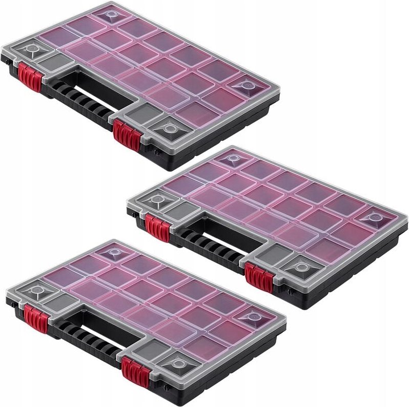 Organizer, Werkzeugkasten aus Kunststoff, mit Deckel, 34 x 25 cm, 3 Stück - Kadax