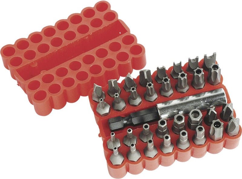 Brüder Mannesmann M 297-33 Bit-Set 33teilig T-Profil mit Loch, Innen-Sechskant BO, Tri-Wing, Schli