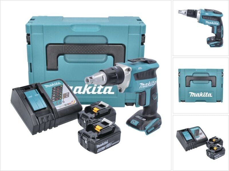 Thumbnail - Dfs 452 rmj Akku Schnellbauschrauber 18 v Brushless + 2x Akku 4,0 Ah + Ladegerät + Makpac - Makita