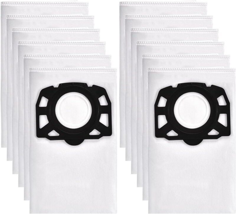 12 Staubsaugerbeutel aus Fleece für Nass- und Trockensauger WD4, WD5, WD6, MV4, MV5, MV6, WD5P, WD6P